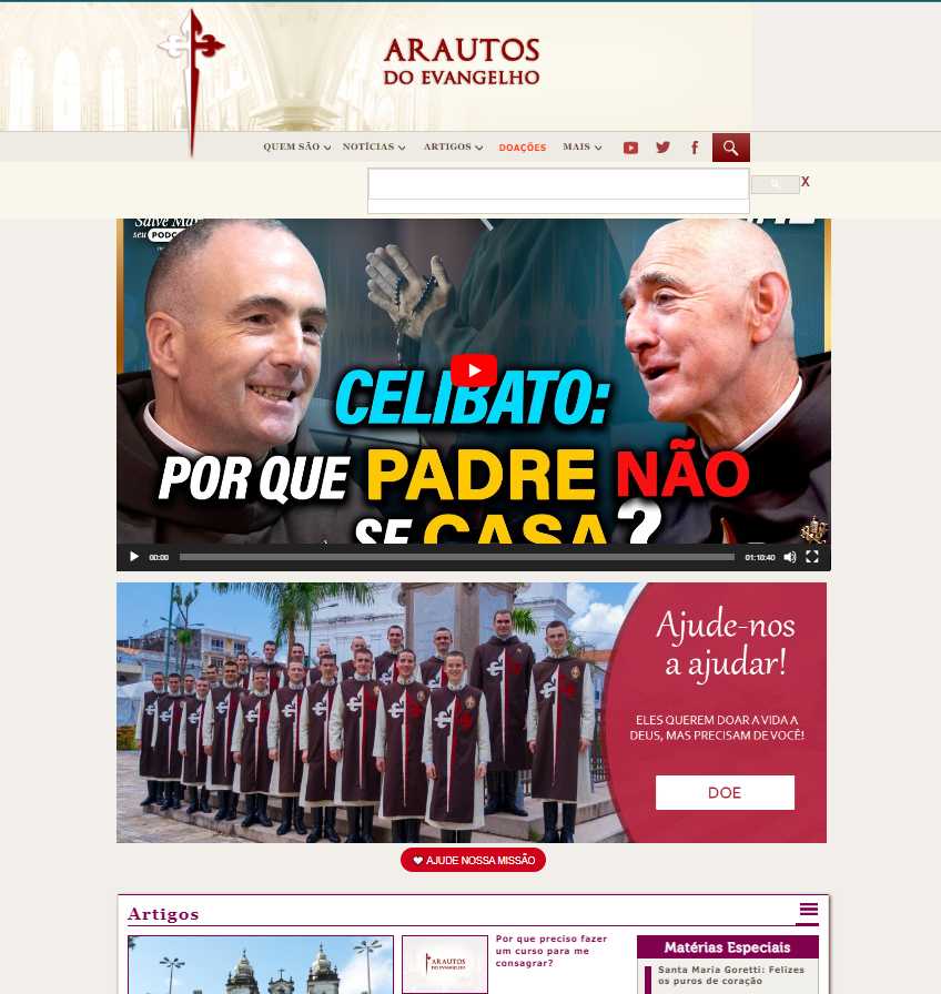 Visite o novo site dos Arautos do Evangelho